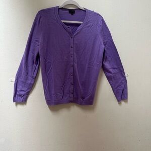 Talbots Lavender Button-Up Cardigan